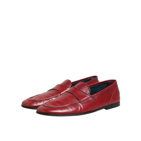 Dolce & Gabbana Red Leather Slip On Dress Men Loafers Men's Shoes (Pre-Owned)
